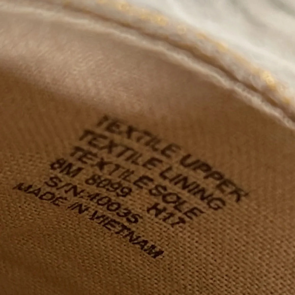 TORY BURCH WESTON FLAT ESPADRILLE METALLIC LINEN FABRIC CALF LEATHER SIZE 8 NEW - Picture 10 of 11